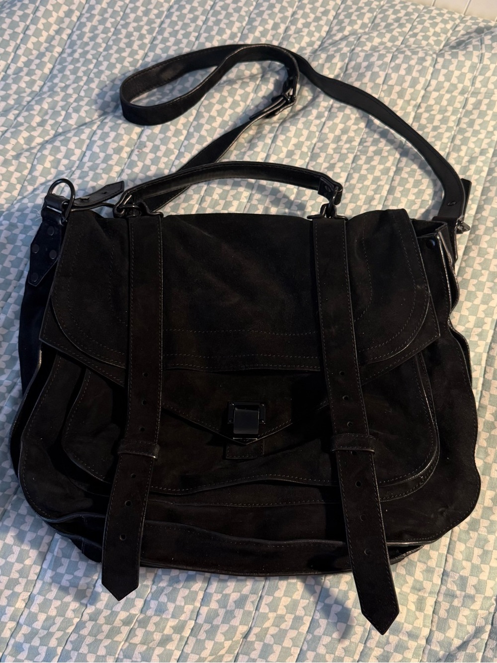 Proenza Schouler Black Suede XL PS1 Satchel - Excellent Condition